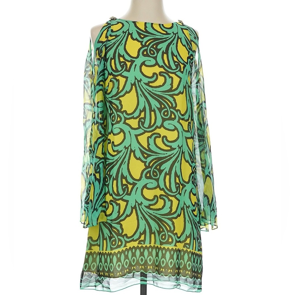 Milly New York Green and Yellow Patterned Dress size 0